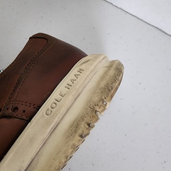 COLE HAAN Grand Wingtip Oxford Shoes Mens 10 British Tan Brown C36939 - Picture 10 of 14